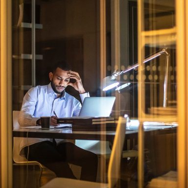 Businessman Working Late in The Office