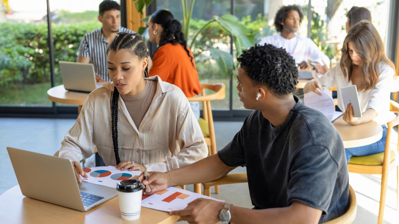 coworkers reviewing data