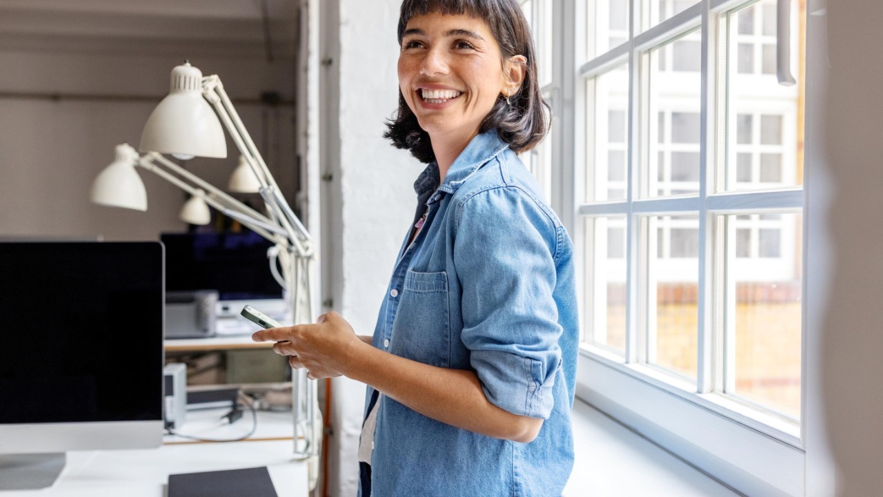 Female professional taking break in office